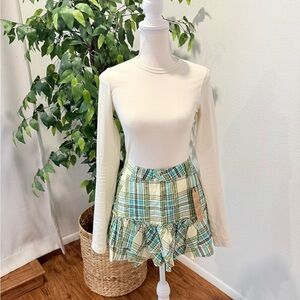 NWT Vintage Billabong Plaid Green and Cream Women's Skirt